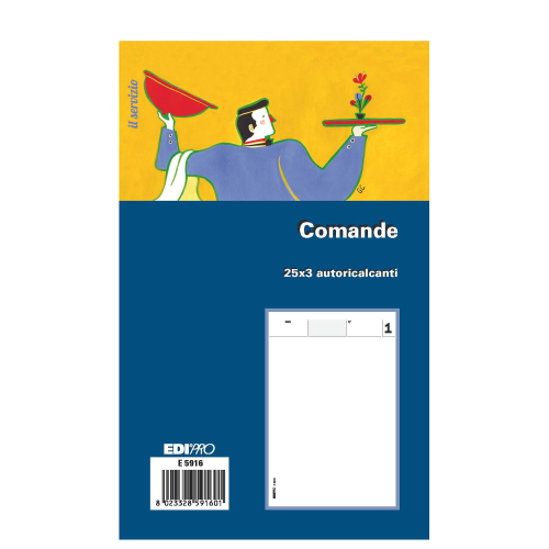 EDIPRO COMANDE BLOCCO AUTOCOPIANTE 3 FOGLI 99X170 mm 75 FOGLI CONF 20 Pz.